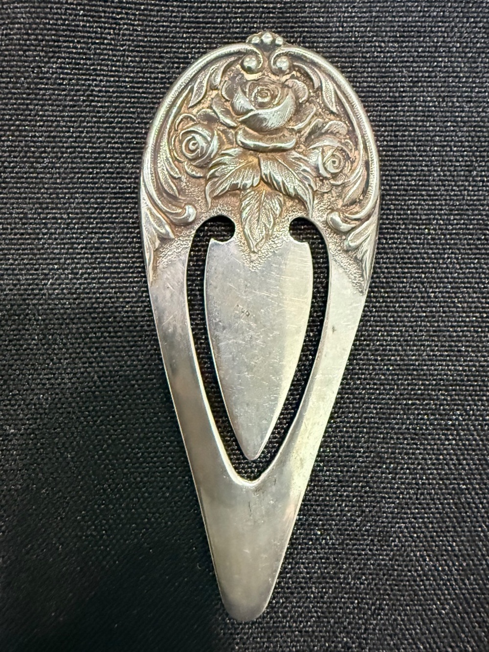 VTG Sterling Silver Bookmark 3 Rose Floral Signed S Kirk & Sons #9 No Monogram
